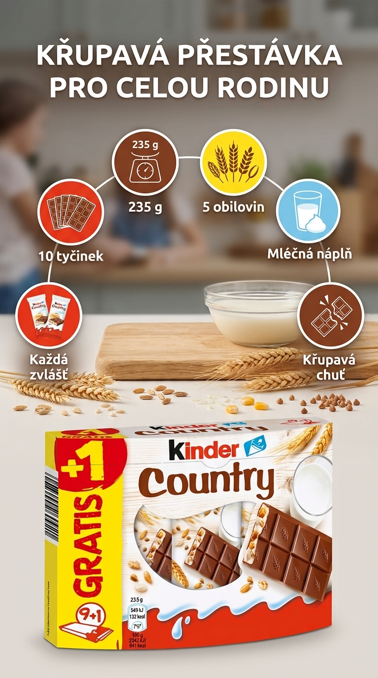 Kinder Country 9+1 - mobilní infografika