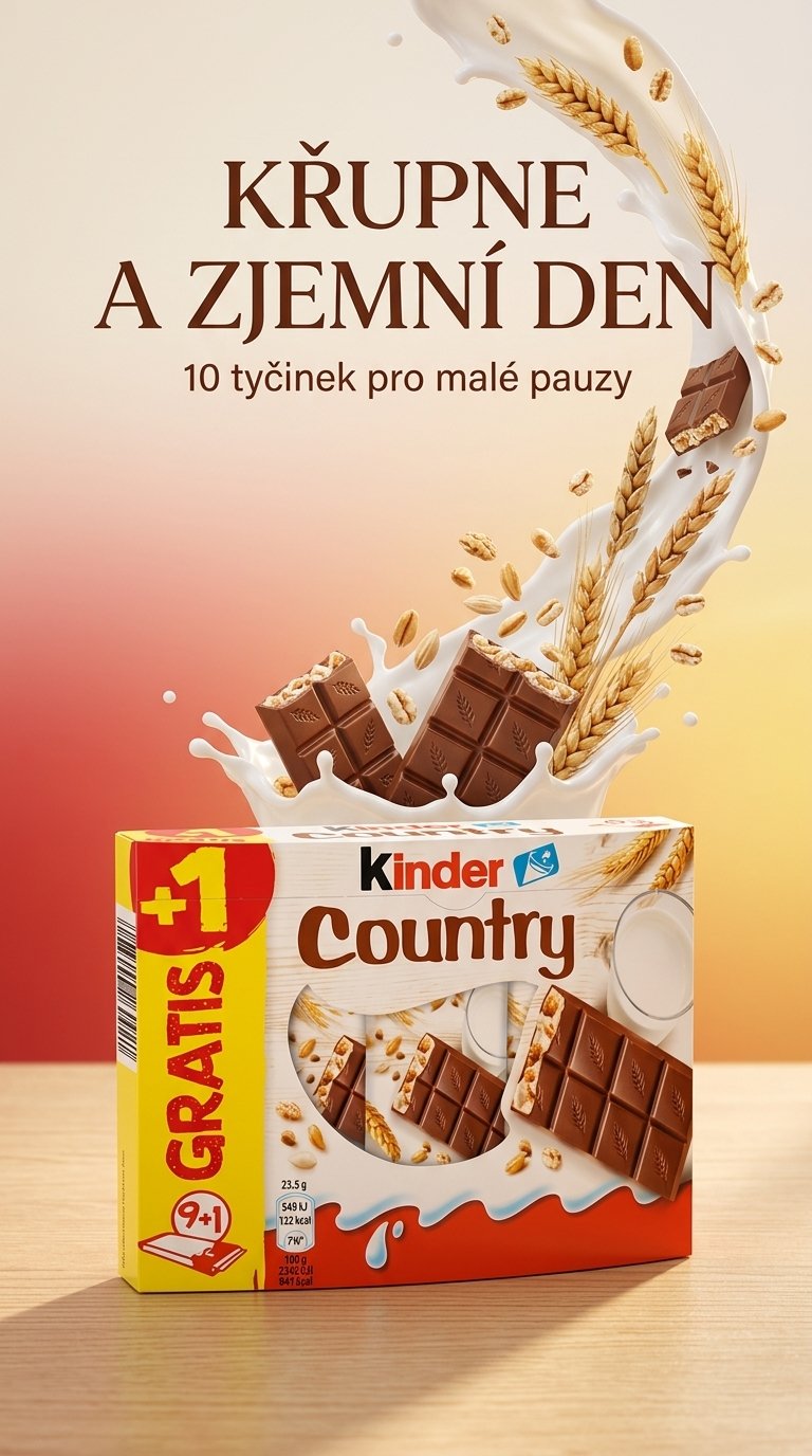 Kinder Country 9+1 - čokoládový lifestyle poster