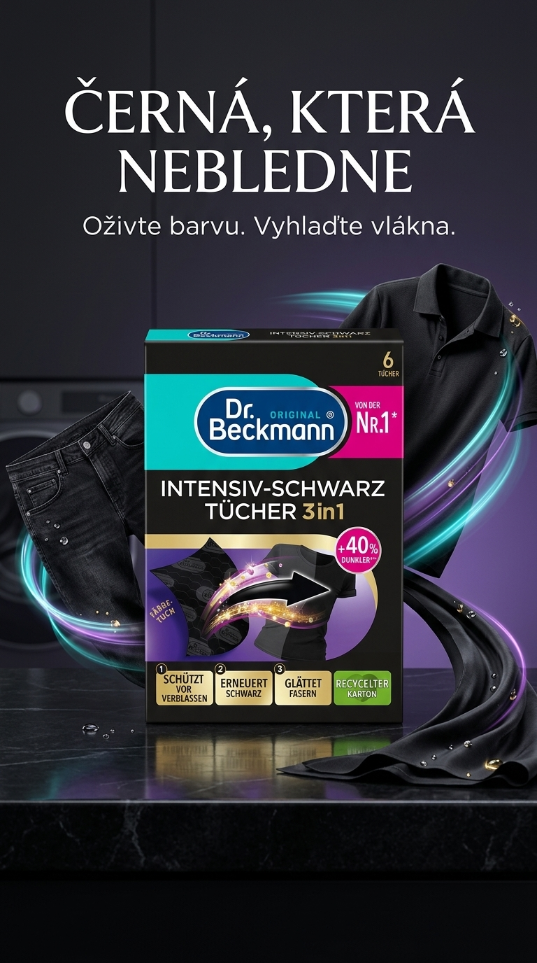 Dr. Beckmann ubrousky pro intenzivní obnovu černé barvy 3v1, 6 ks - lifestyle poster