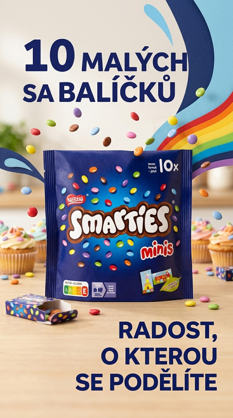 Smarties Mini čokoládové dražé – lifestyle poster