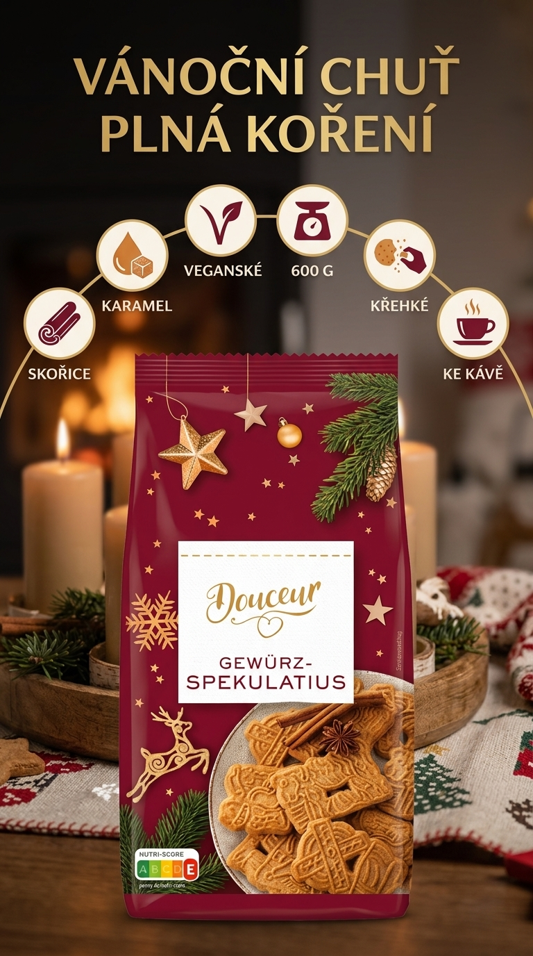 Douceur kořeněné Spekulatius sušenky 600 g - mobilní infografika