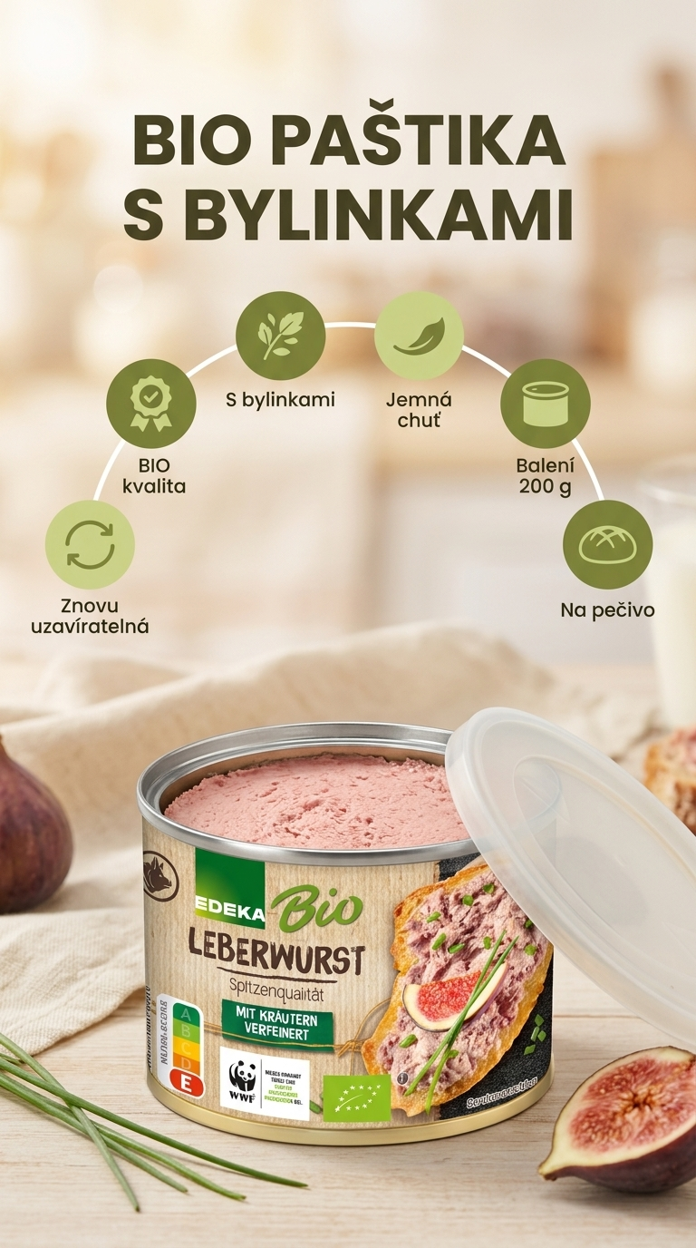 EDEKA Bio játrová paštika s bylinkami 200 g - mobilní infografika