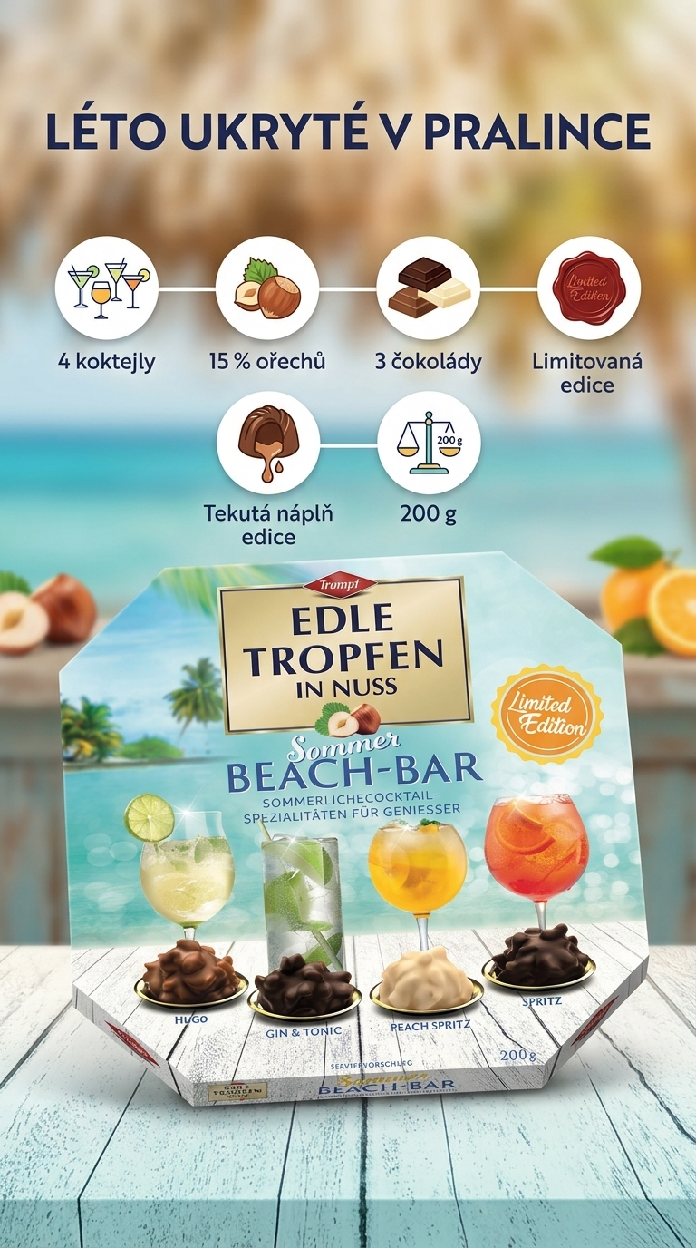 Trumpf Edle pralinky s oříšky Letní koktejlový bar 200 g – mobilní infografika