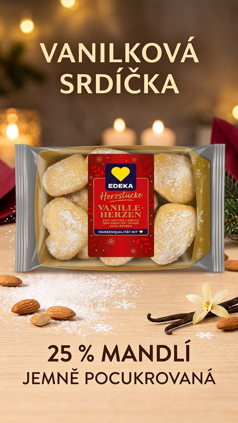 Edeka vanilkové pečivo s mandlemi - zimní lifestyle poster