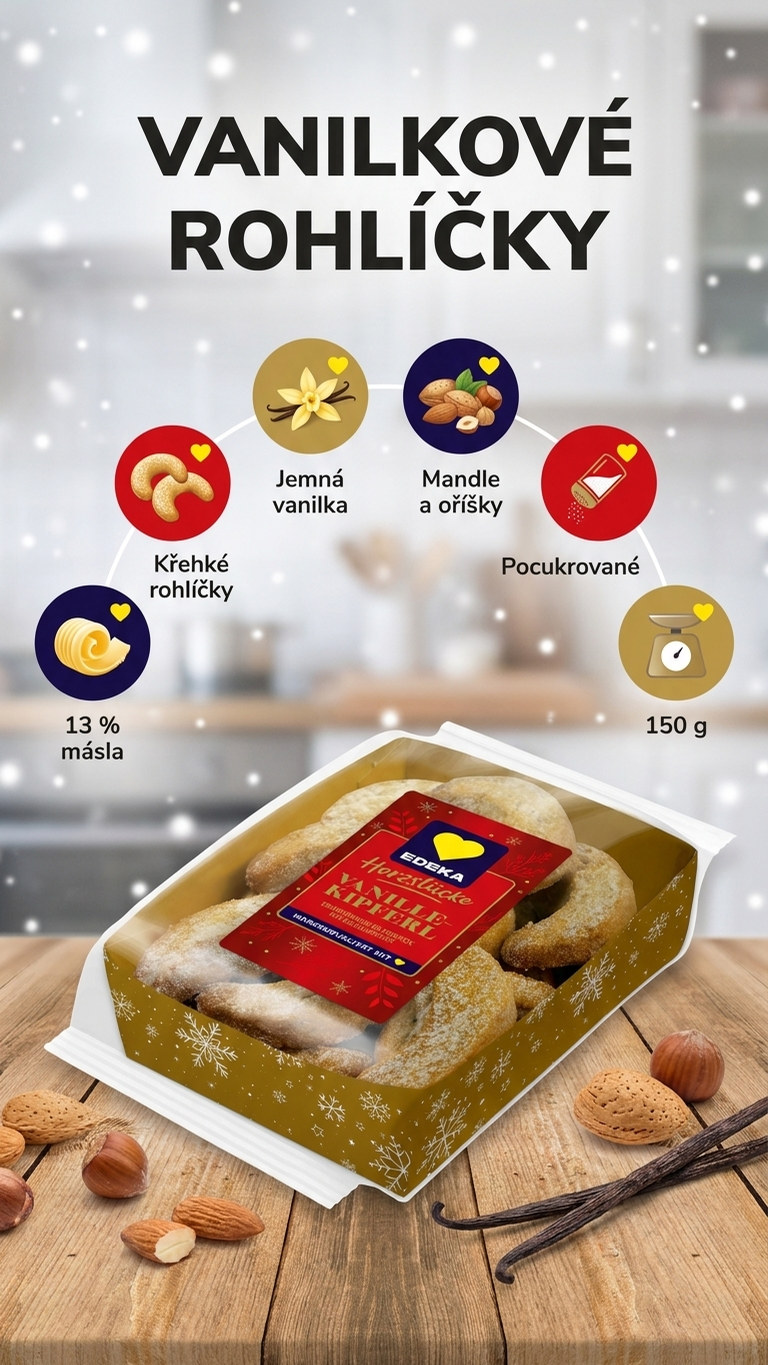 Edeka vanilkové rohlíčky - mobilní infografika