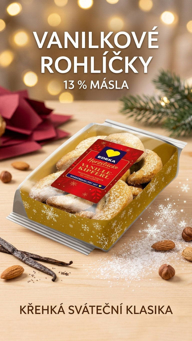 Edeka vanilkové rohlíčky - sváteční lifestyle poster