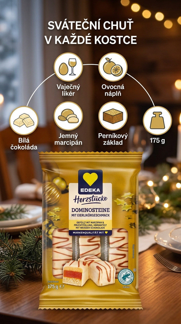 Edeka Herzstücke dominové kostky s vaječným likérem - mobilní infografika