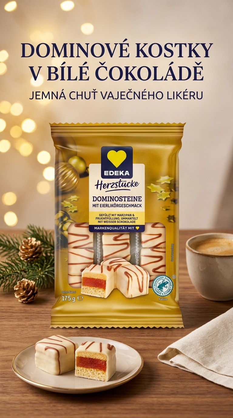 Edeka Herzstücke dominové kostky s vaječným likérem - sváteční servírování