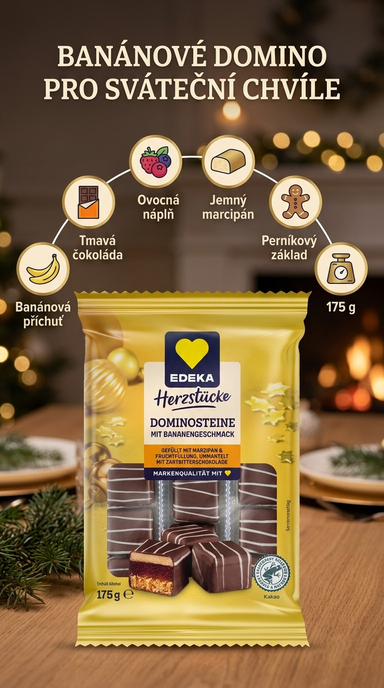 Edeka Herzstücke dominové kostky s banánovou příchutí - mobilní infografika