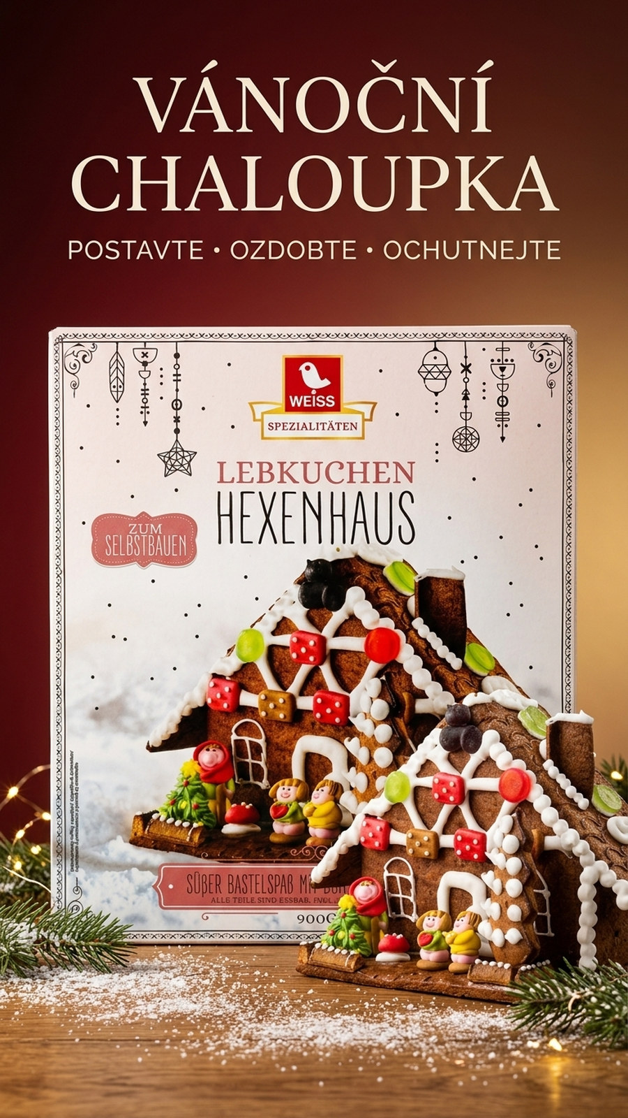 Weiss perníková chaloupka – stavebnice s dekoracemi 900 g - vánoční lifestyle poster