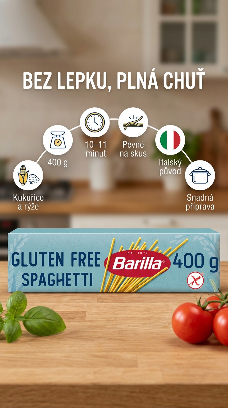 Barilla bezlepkové špagety - mobilní infografika