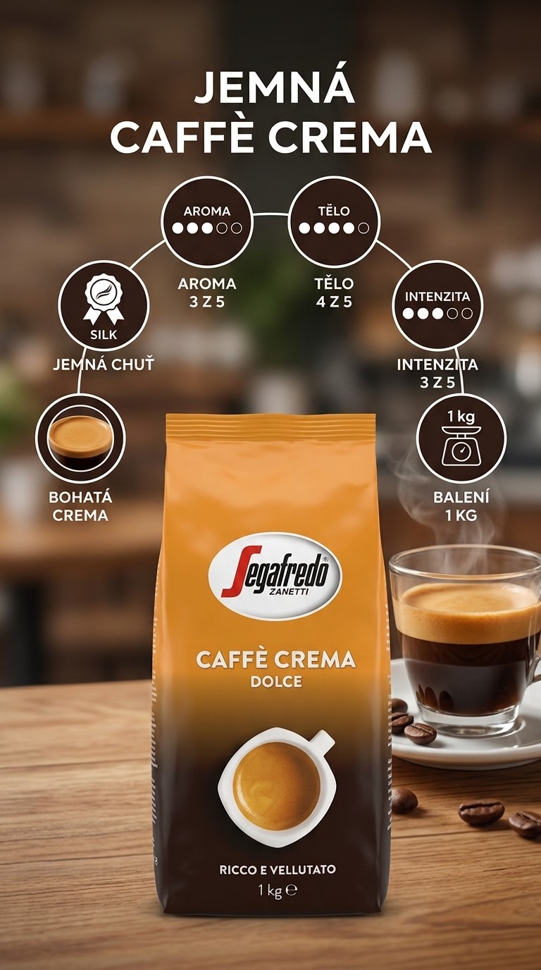 Segafredo Caffè Crema Dolce - mobilní infografika
