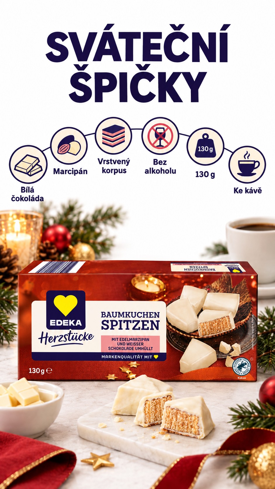 Vrstvené dortové špičky Edeka – mobilní přehled
