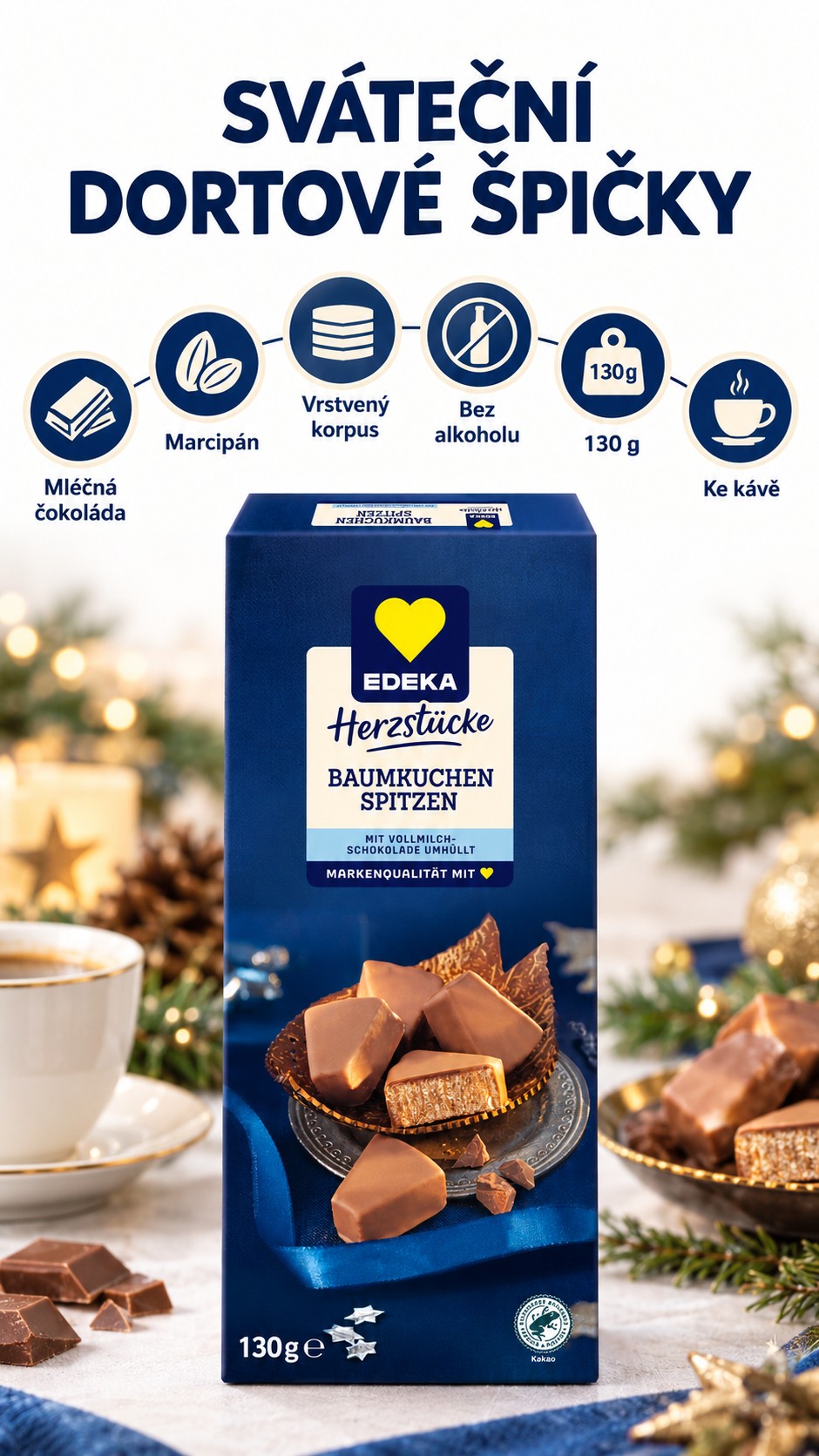 Edeka Herzstücke vrstvené dortové špičky v mléčné čokoládě s marcipánem 130 g – p7