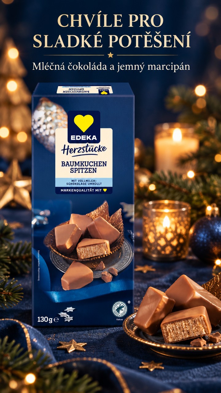 Edeka Herzstücke vrstvené dortové špičky v mléčné čokoládě s marcipánem 130 g – p8