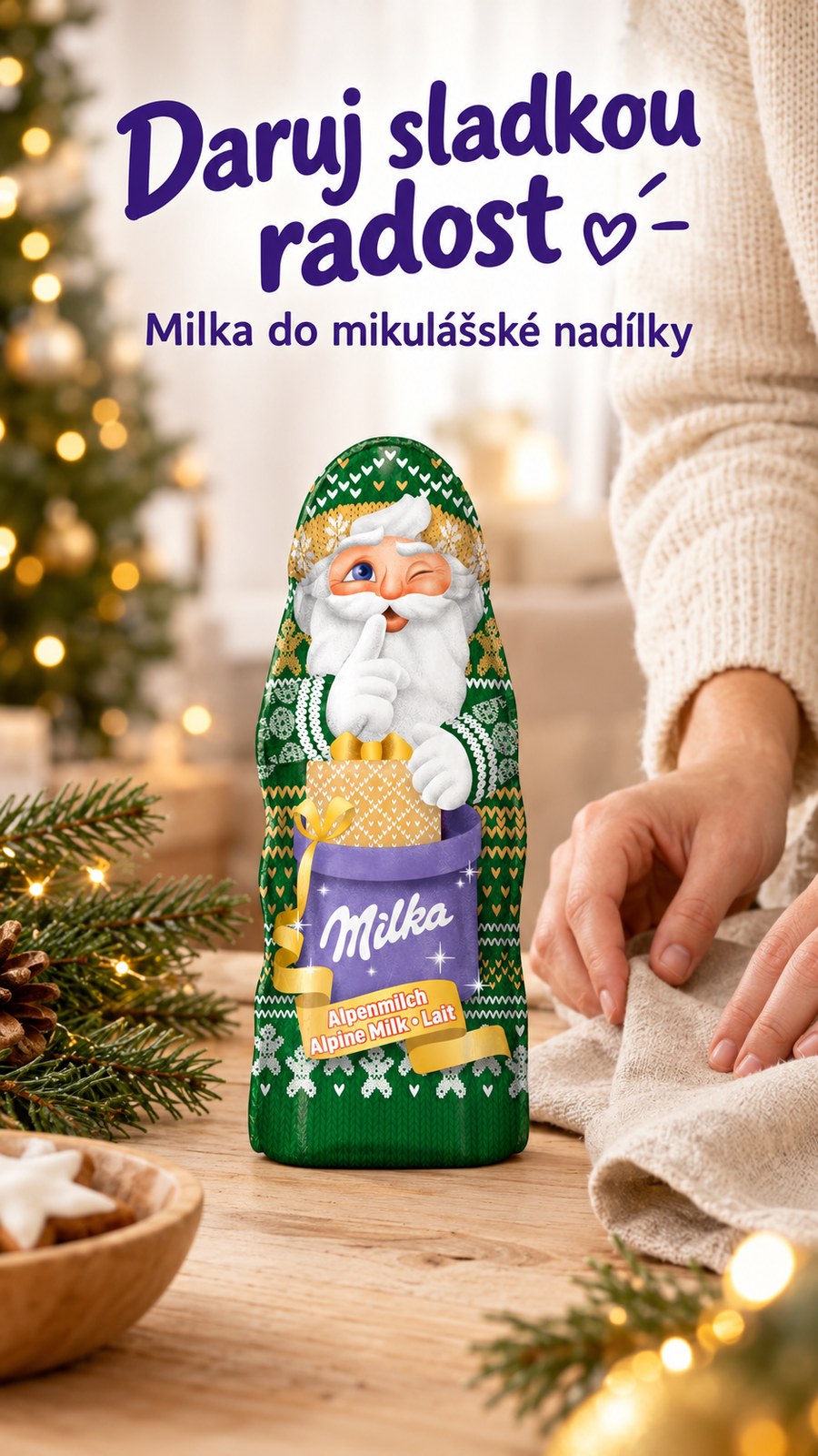 Milka vánoční Mikuláš 90 g – vánoční dárkový plakát