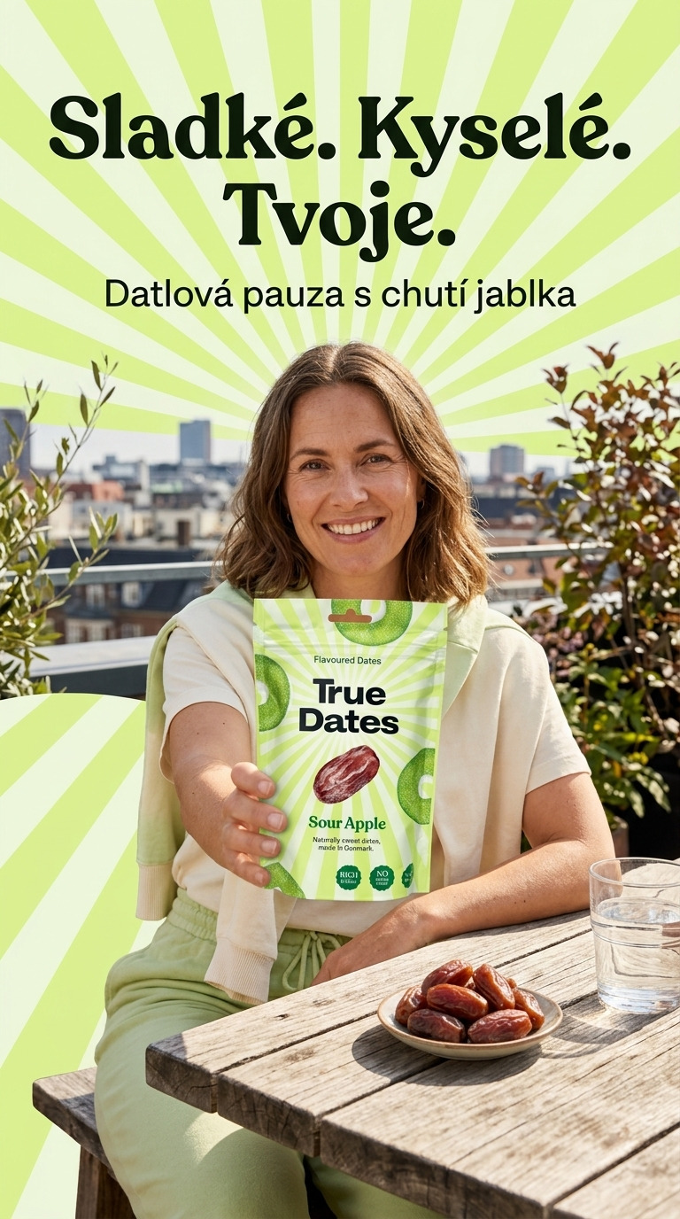 True Dates datle s příchutí kyselého jablka 100 g – sladkokyselá svačinová pauza