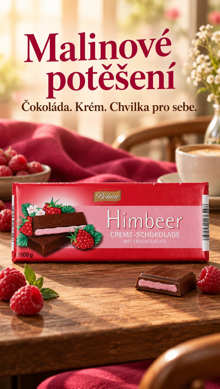 Böhme mléčná čokoláda s malinovou krémovou náplní 100 g – p8