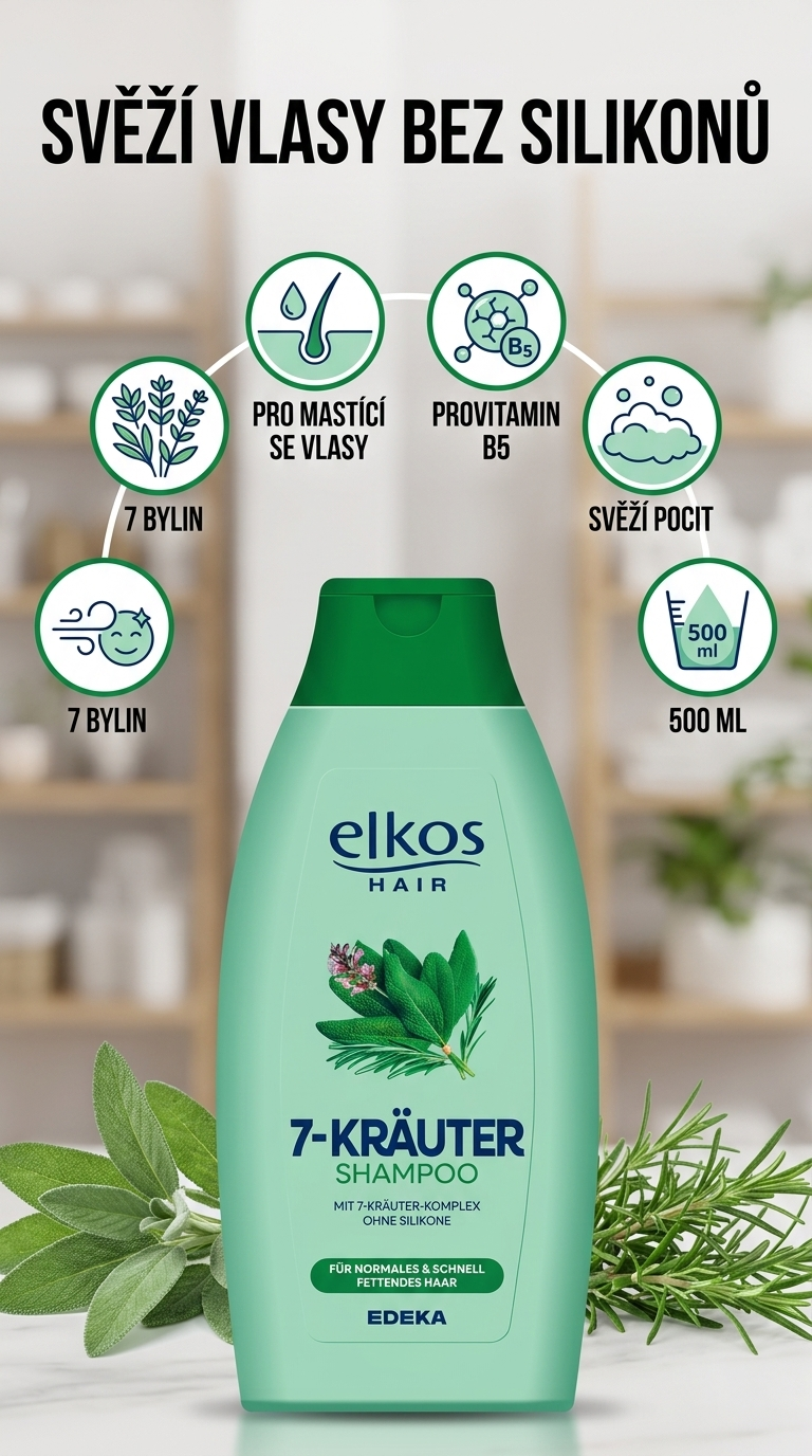 Elkos 7 bylin šampon - mobilní infografika
