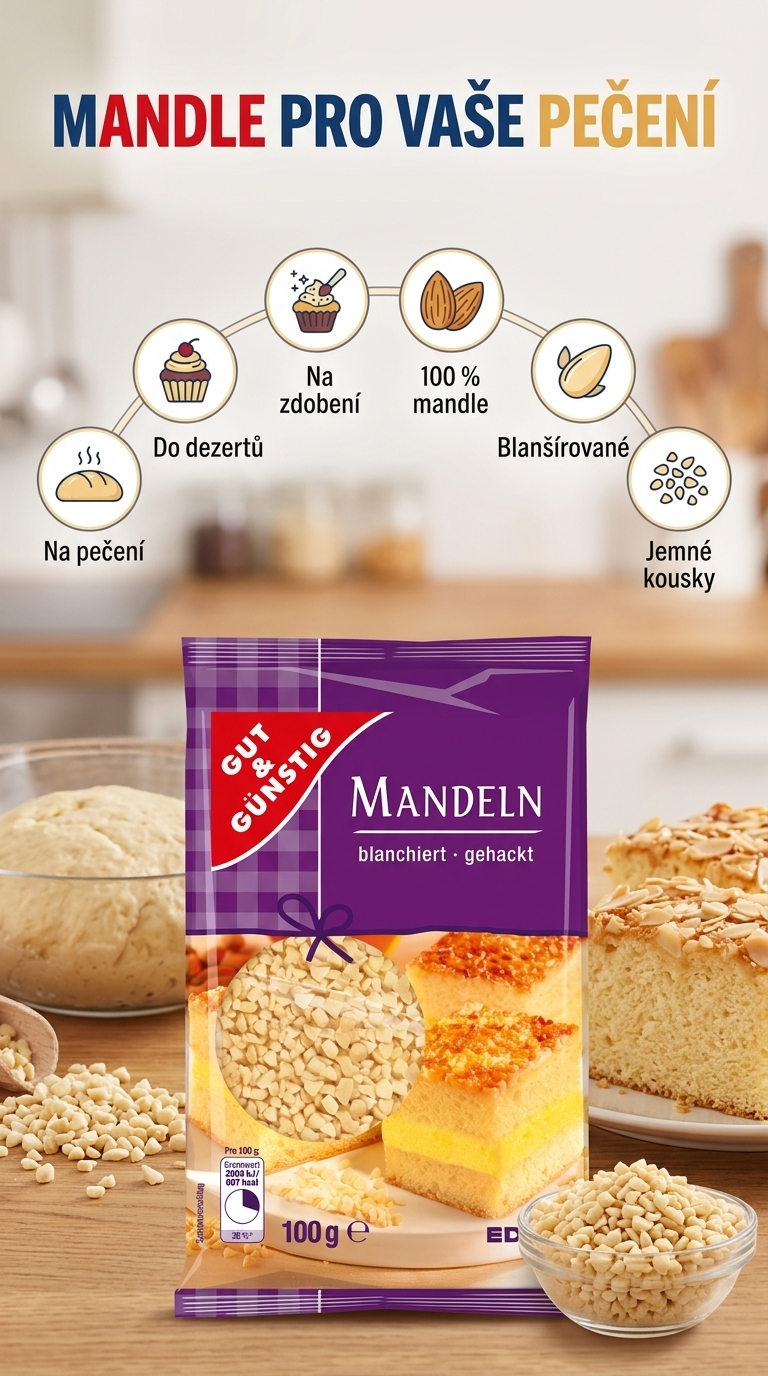 G&G nasekané blanšírované mandle - mobilní infografika