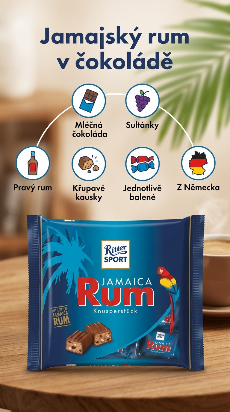 Ritter Sport Jamaica Rum 200 g - mobilní infografika