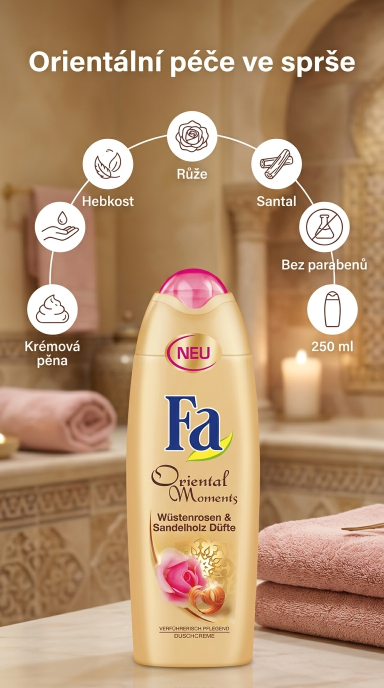 Fa Oriental Moments sprchový gel - mobilní infografika