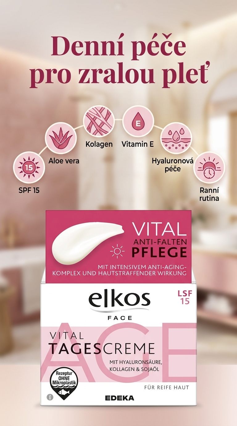 Elkos Vital Anti-Aging denní krém - mobilní infografika