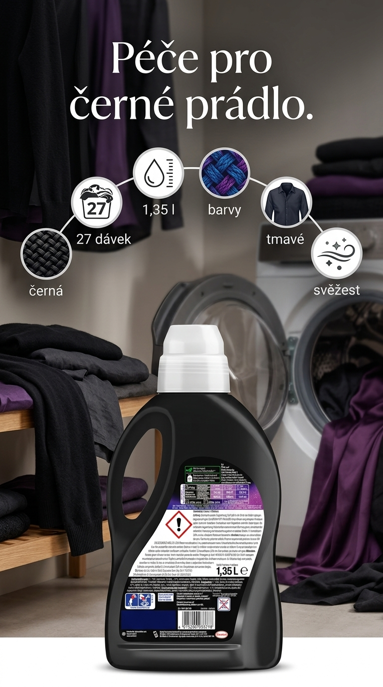 Perwoll ReNew+ Black - mobilní infografika