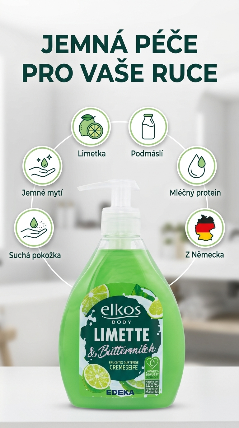 Elkos Limetka a podmáslí tekuté mýdlo 500 ml - mobilní infografika