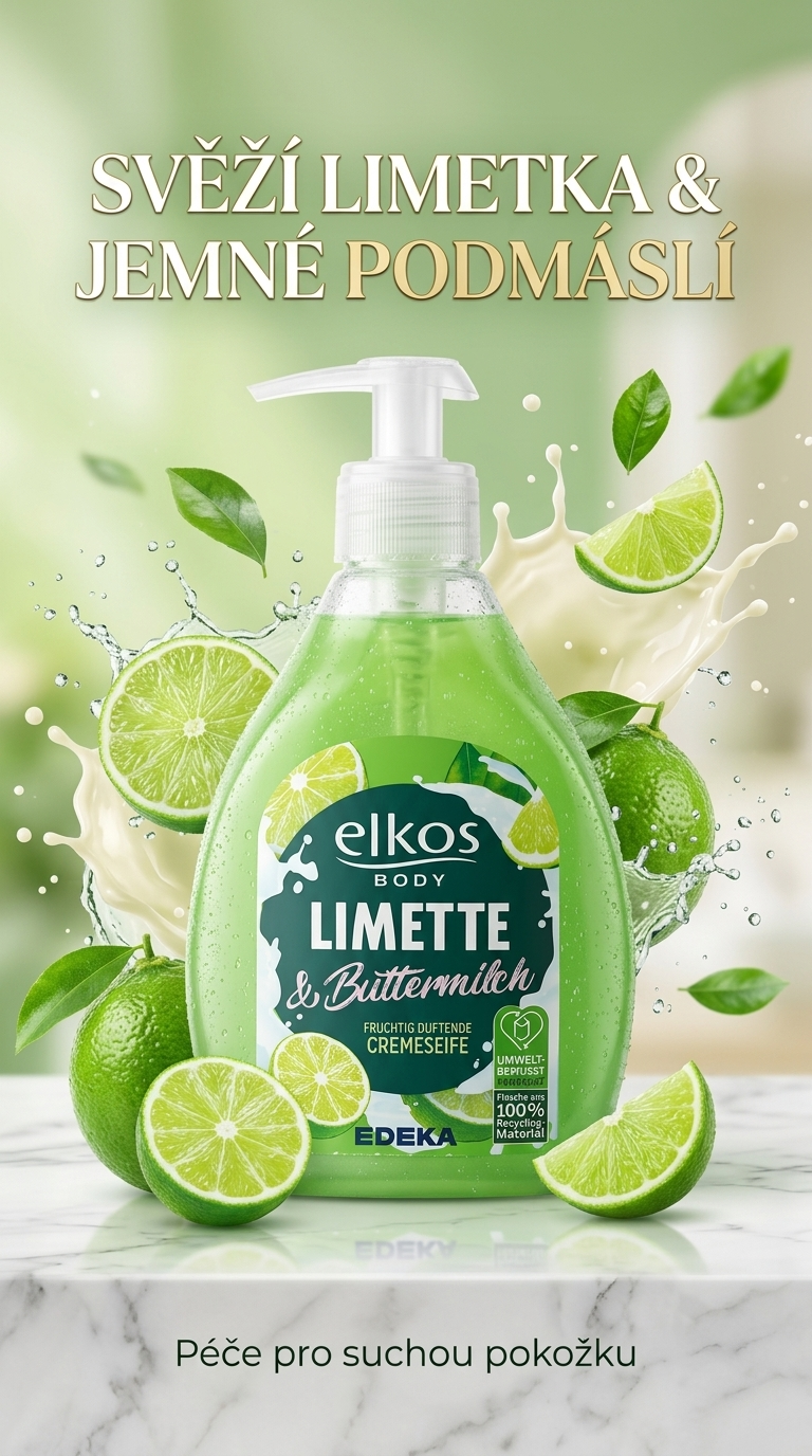 Elkos Limetka a podmáslí tekuté mýdlo 500 ml - lifestyle plakát
