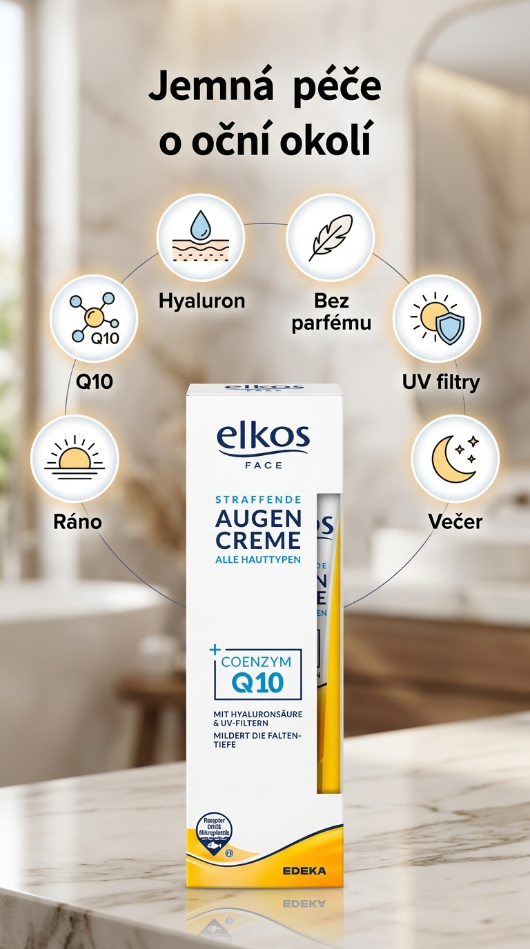 Elkos Q10 oční krém proti vráskám 15 ml - mobilní infografika
