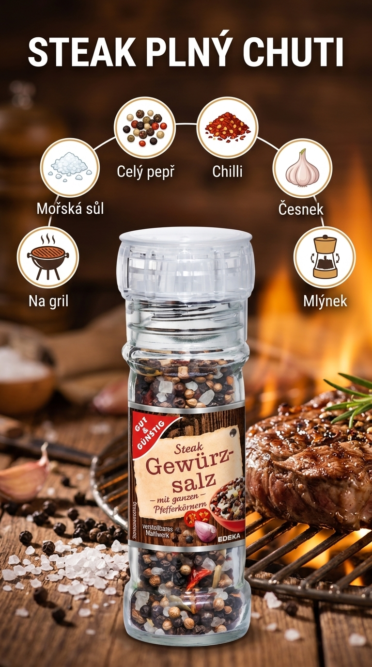 G&G steakové koření v mlýnku - mobilní infografika