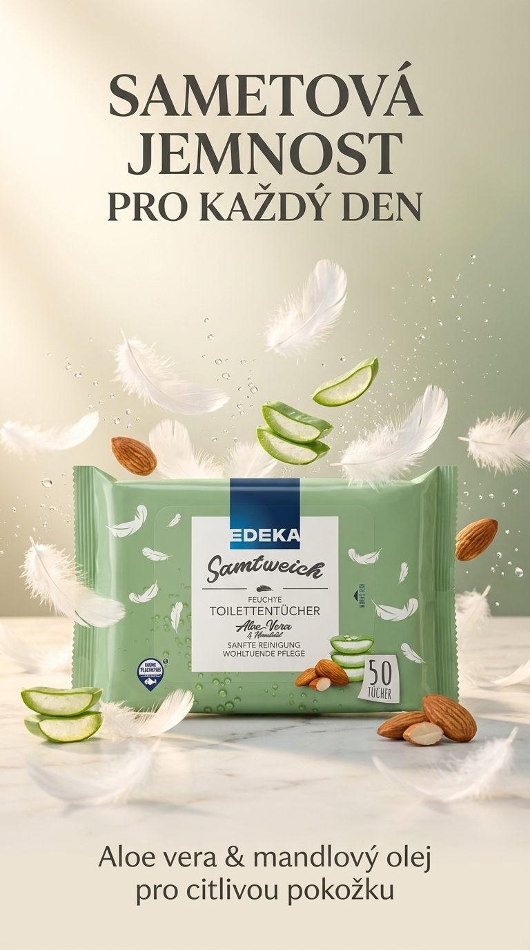 Edeka Premium vlhčený toaletní papír s aloe vera 50 ks - lifestyle poster