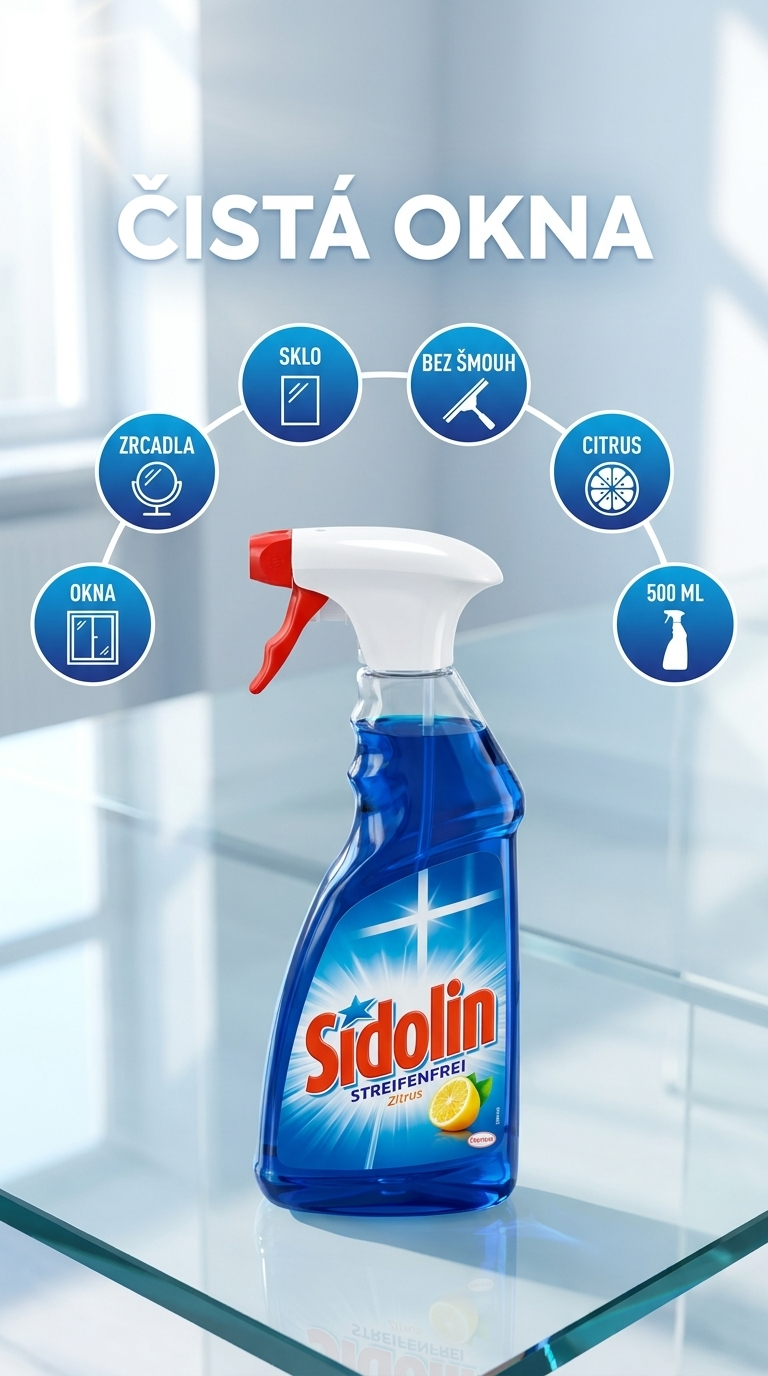 Sidolin čistič skla - mobilní infografika