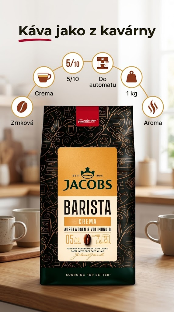 Jacobs Barista Caffe Crema zrnková káva 1kg - mobilní infografika