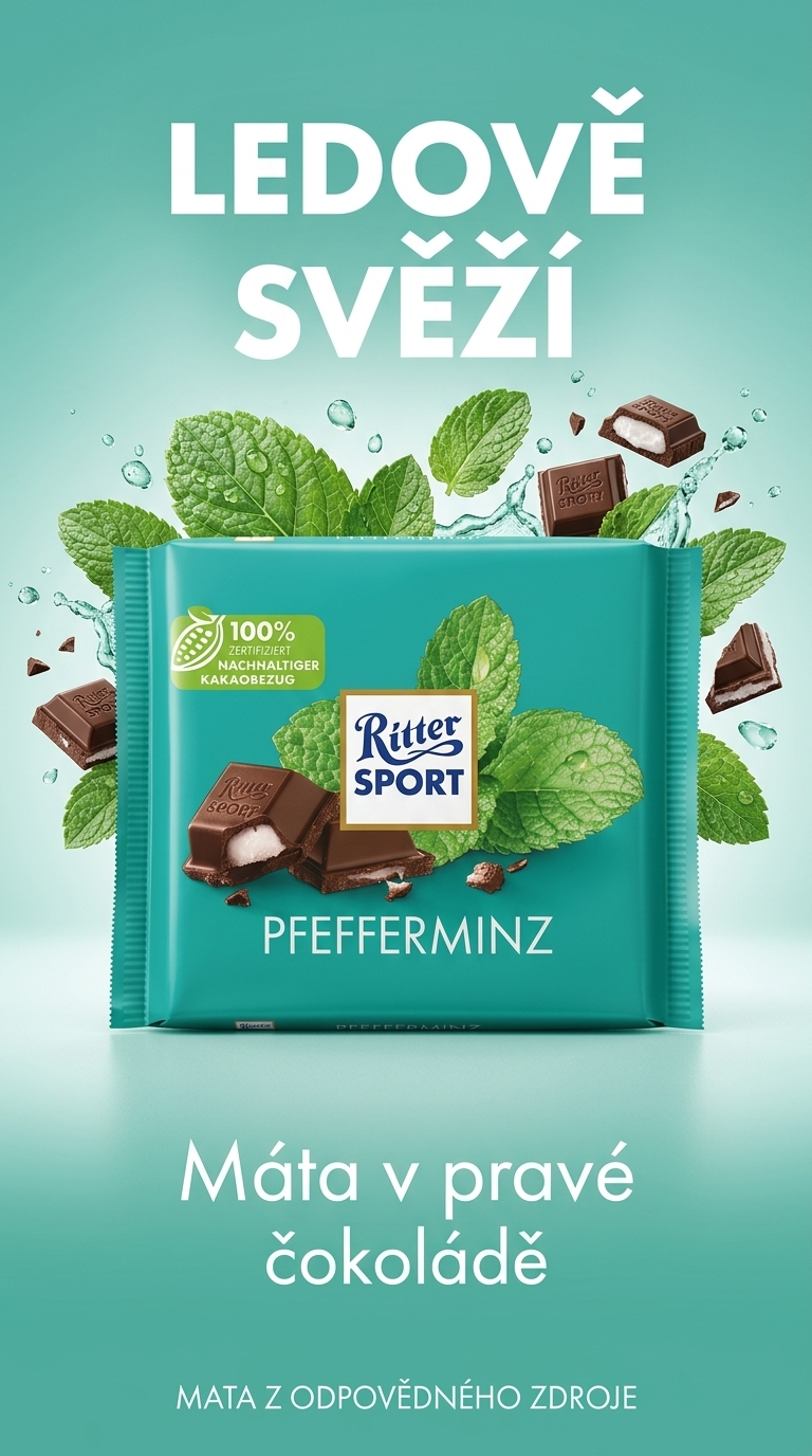 Ritter Sport Pfefferminz peprmintová čokoláda 100 g - lifestyle poster