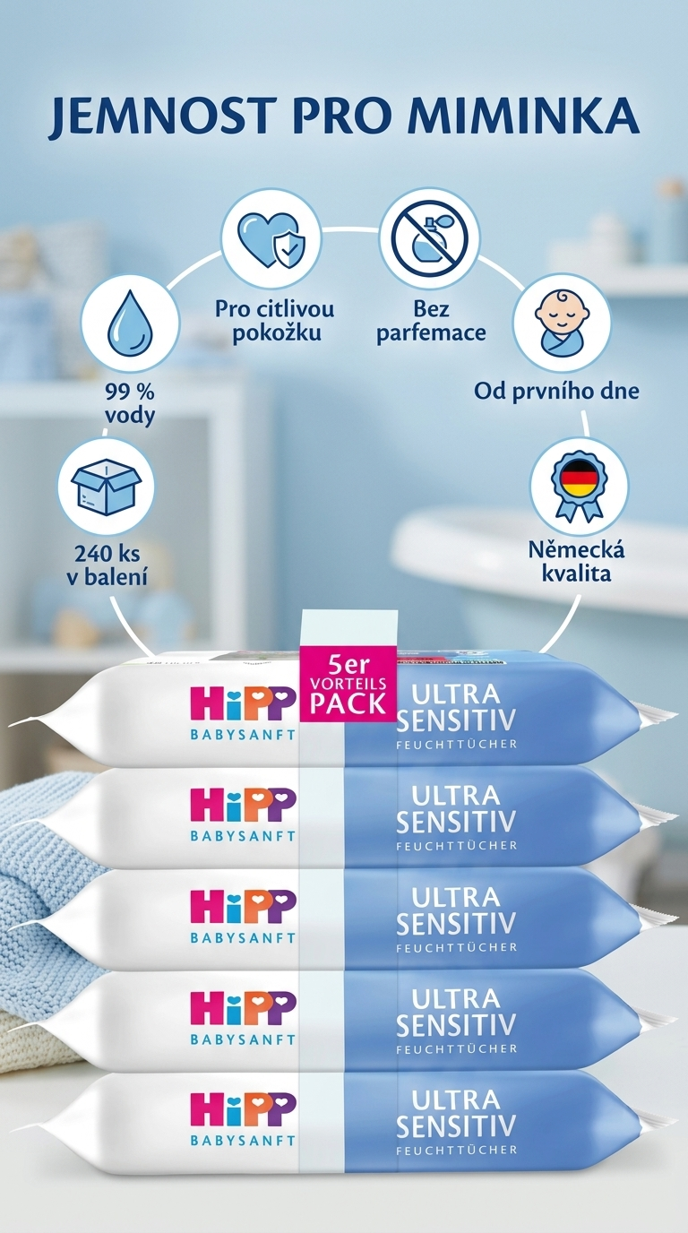 HiPP Babysanft Ultra Sensitiv ubrousky - mobilní infografika