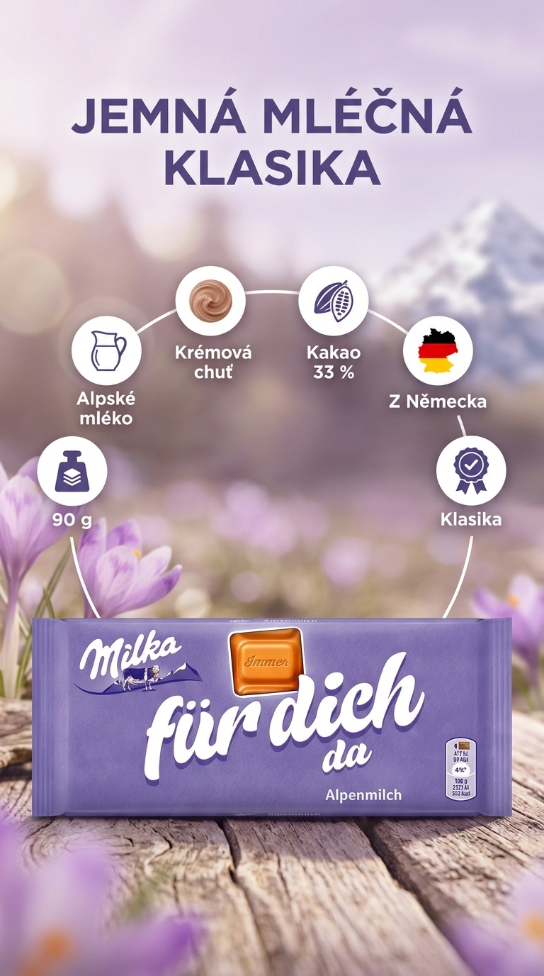 Milka čokoláda mléčná 90 g - mobilní infografika
